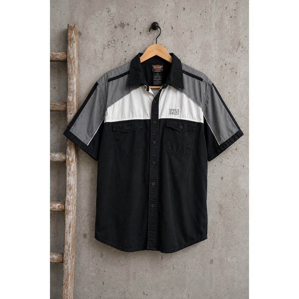 Harley-Davidson 3XL Performance Button Shirt Mechanic Biker Streetwear Black